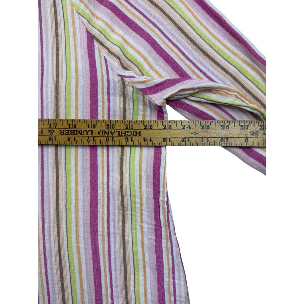 Old Navy Popover Blouse Pink Multi-Stripe Cotton Gauze LS Top Split Neck Large - Picture 11 of 13